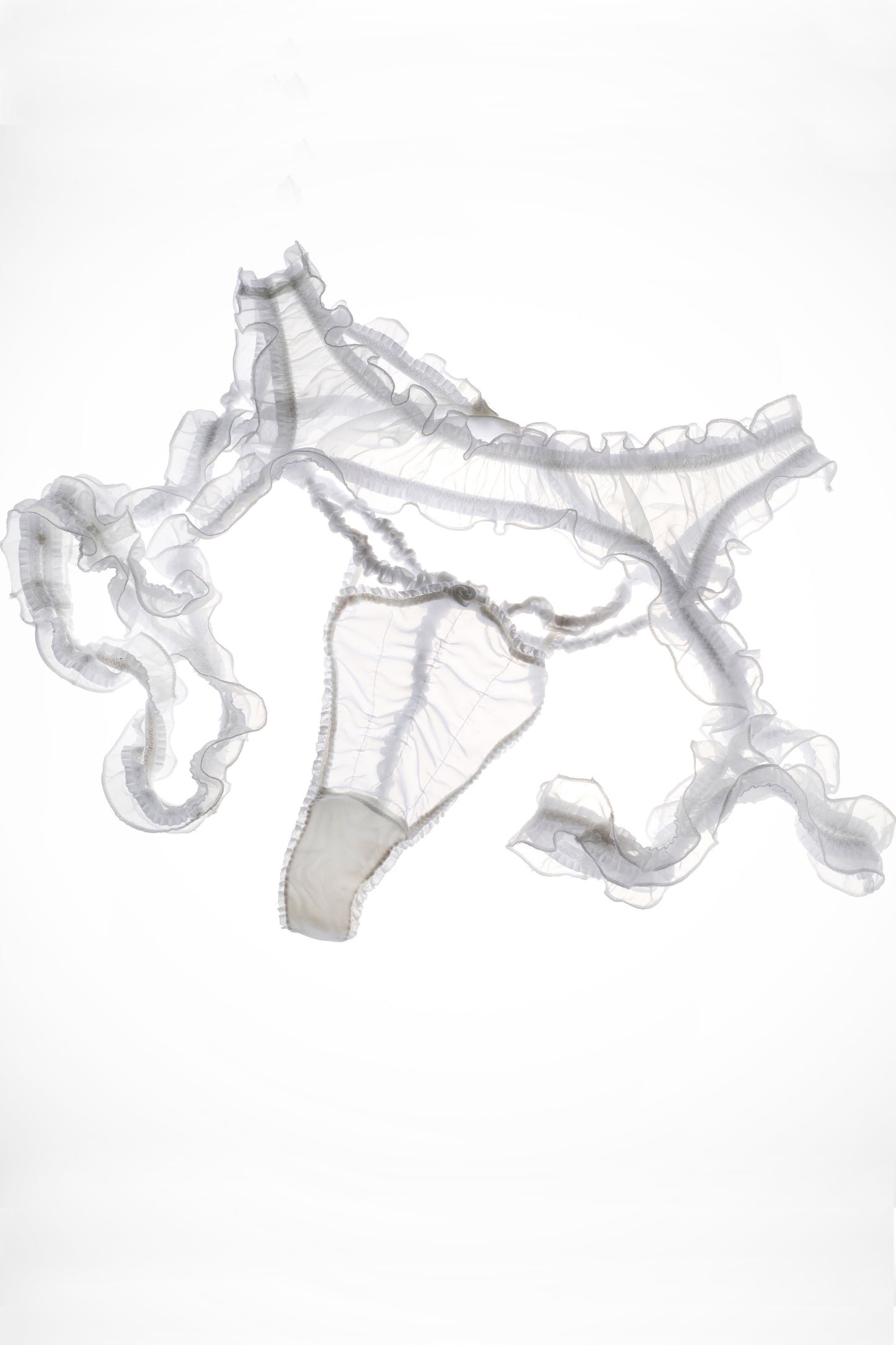 Violet Romantic White Suspenders + Violet Thong