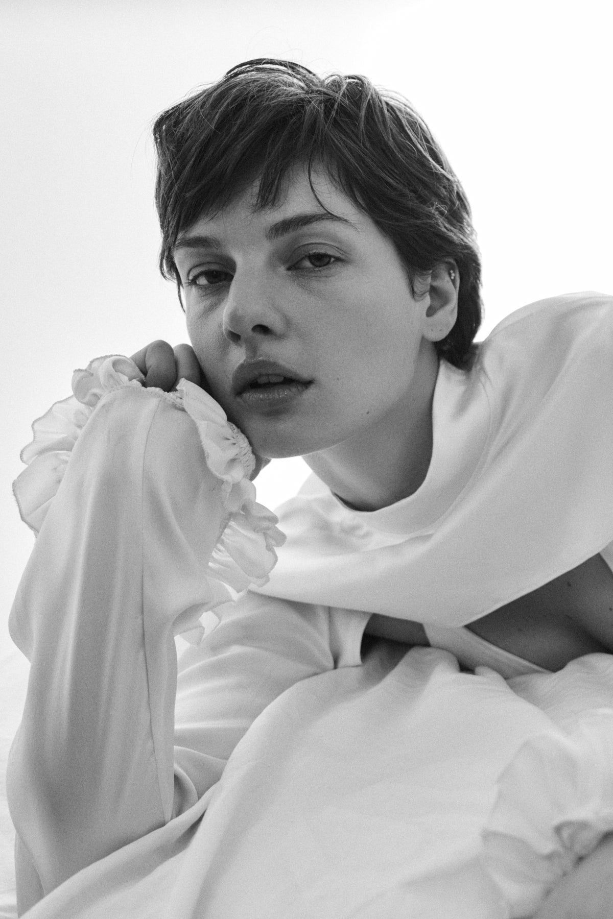 Rose Silk Neck Top White