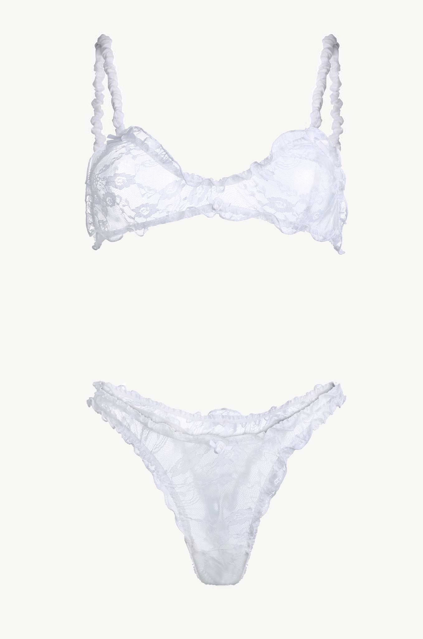 Romantic White Lace Brazilian Set
