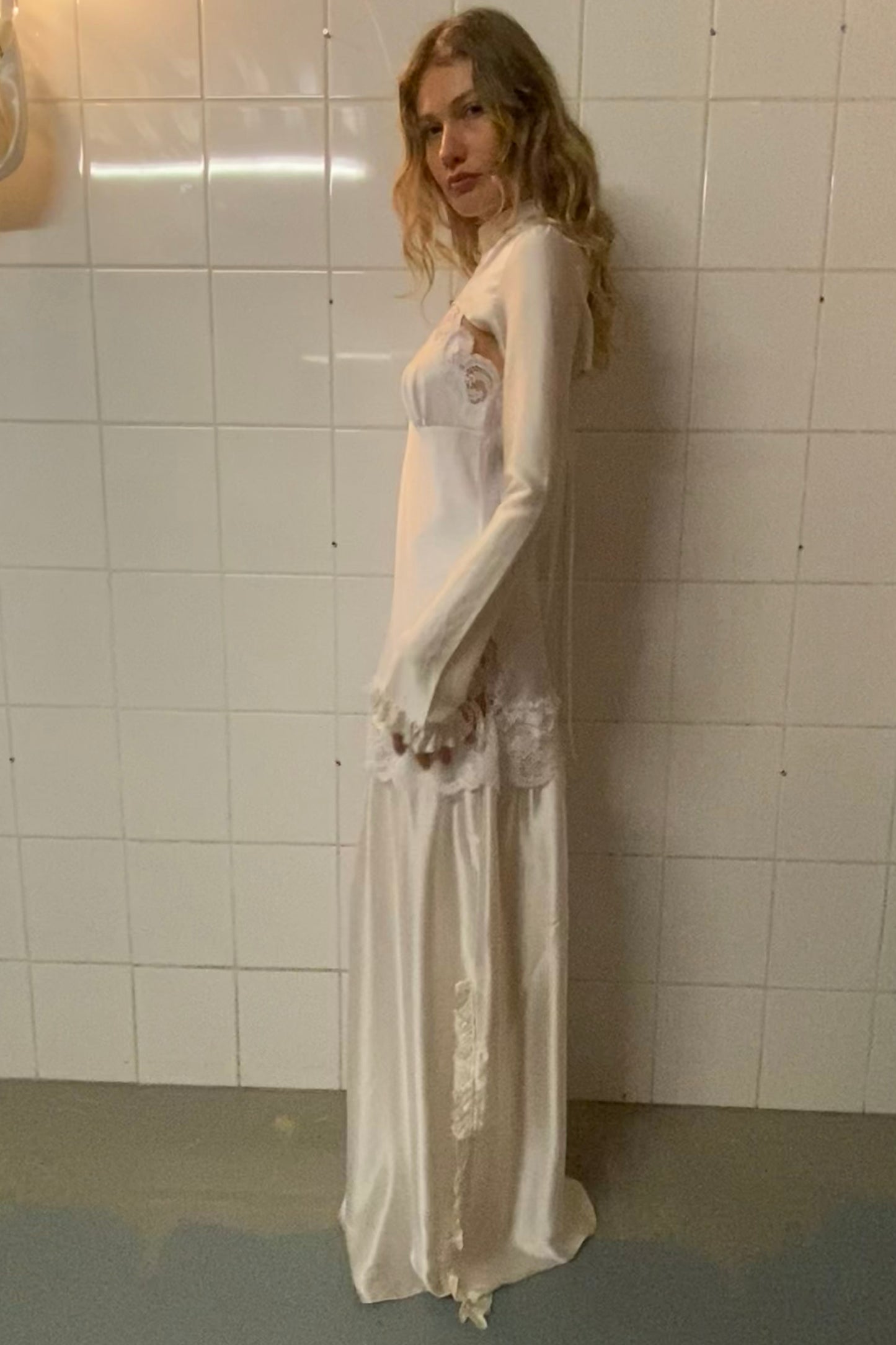 Long Silk White Sophie Dress - limited edition