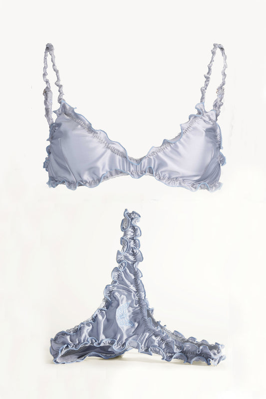 Brazilian Butterfly Blue Silk Set