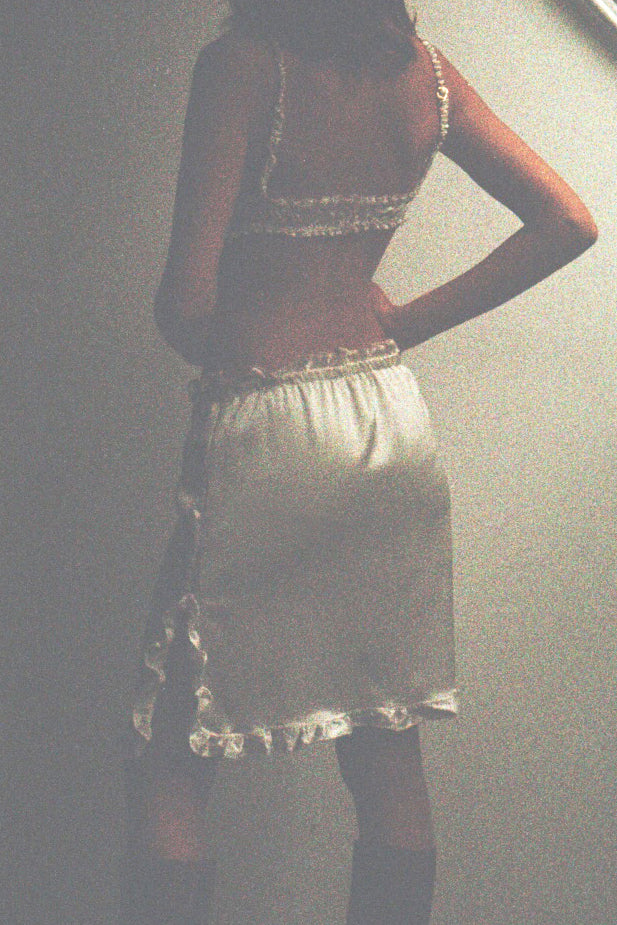 Vicky Midi Skirt – 100% French Silk in Ivory White
