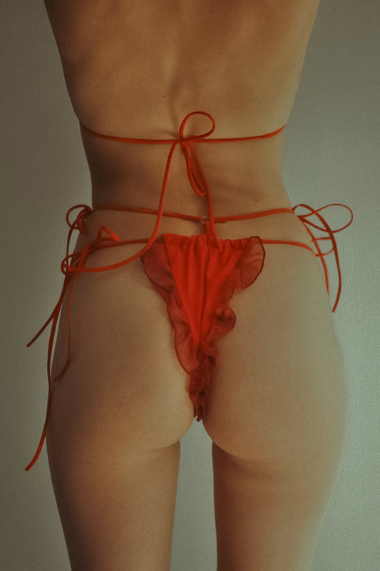Romantic Ruffle Red Bikini Bottom