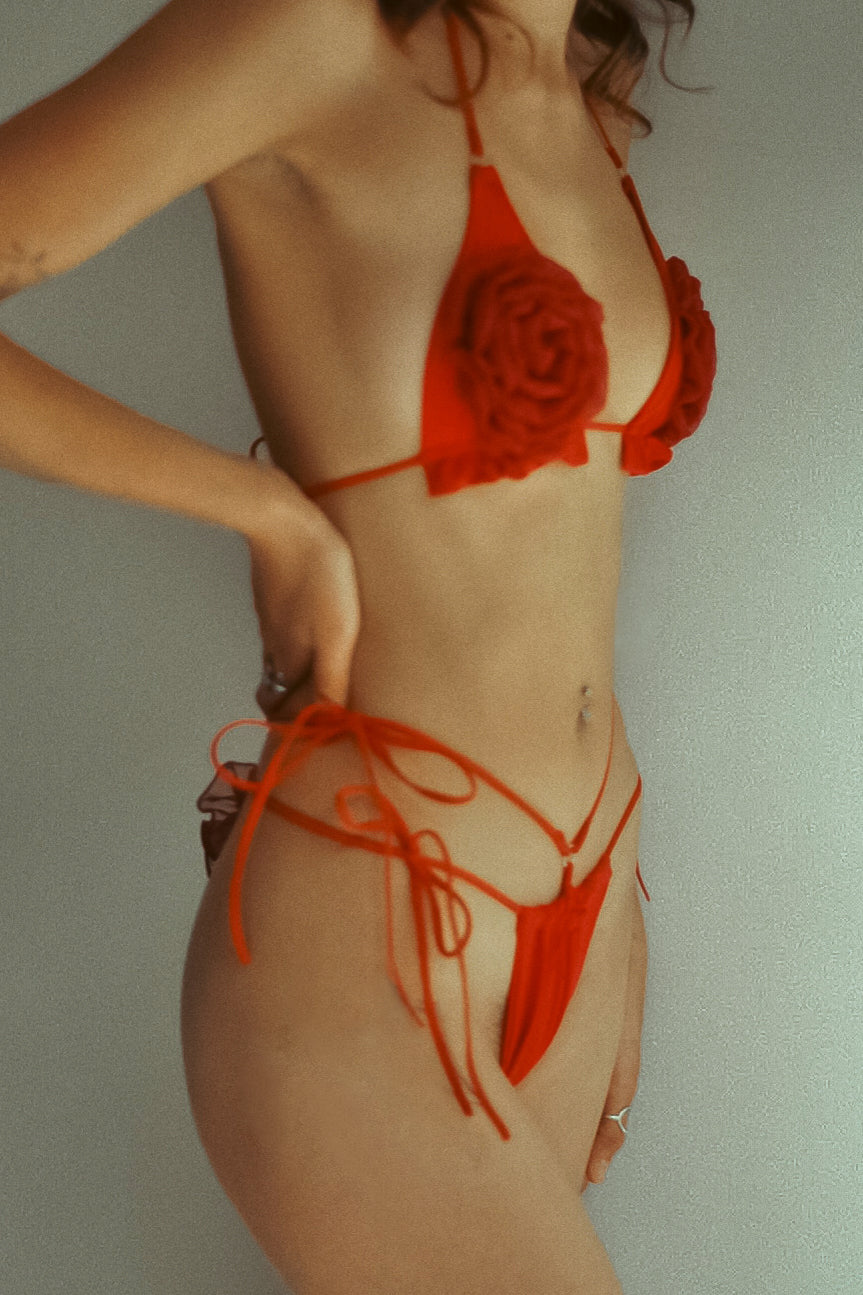 Romantic Ruffle Red Bikini Bottom