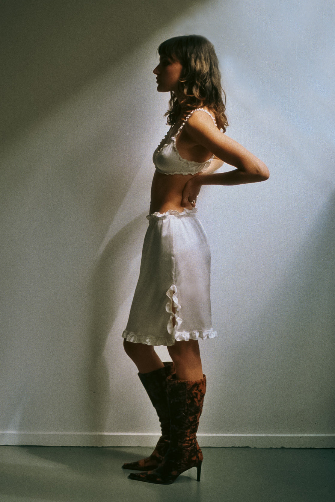 Vicky Midi Skirt – 100% French Silk in Ivory White
