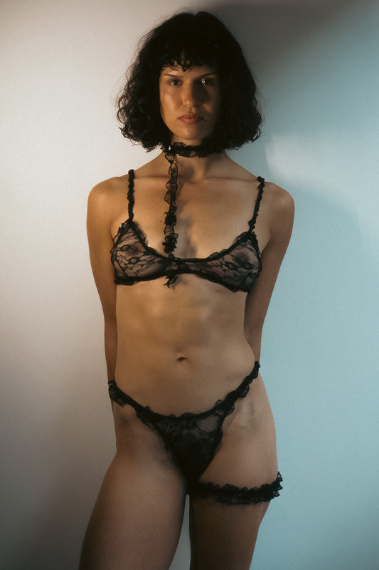 Romantic Black Lace Brazilian Set